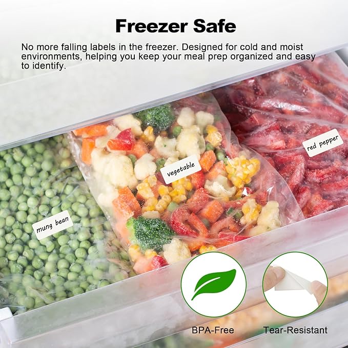MaxGear 1000 Removable Freezer Labels 1x2 Inch, Waterproof Oil Resistant Stickers No Residue for Food Containers Pantry Jars Organization Meal Prep, 1 Roll