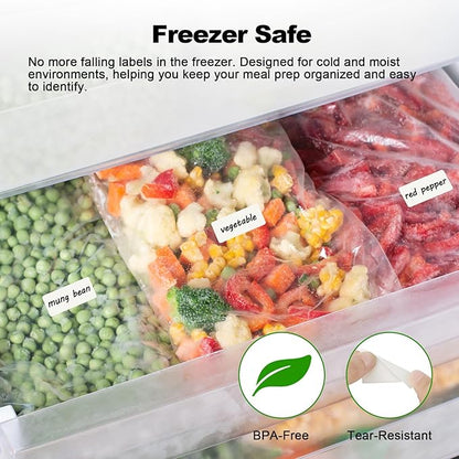 MaxGear 1000 Removable Freezer Labels 1x2 Inch, Waterproof Oil Resistant Stickers No Residue for Food Containers Pantry Jars Organization Meal Prep, 1 Roll