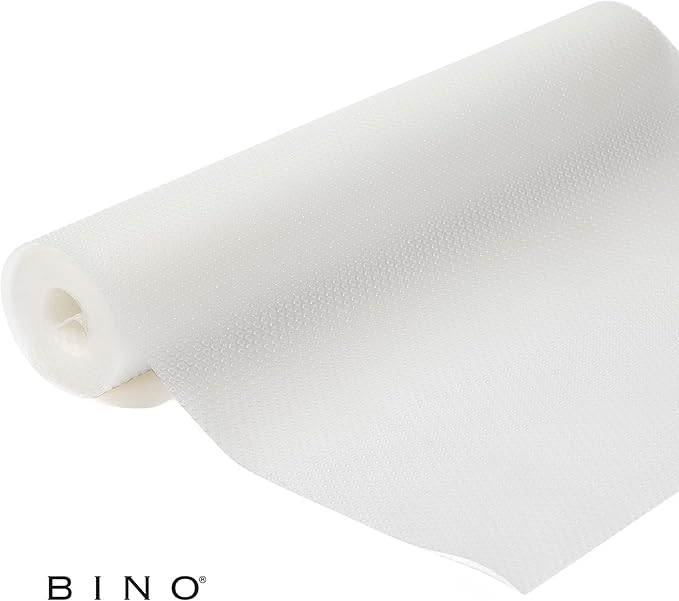 BINO | Non Adhesive Shelf Liner Roll - Dotted Clear, Non Slip Drawer and Shelf Liner for Kitchen Cabinets