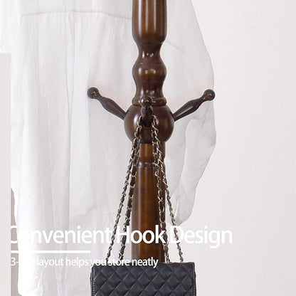 Wood Coat Rack, Heavy Duty Coat Rack Freestanding with 11 Smooth Hooks, Vintage Coat Tree, Clothes Hanger Stand with Stable Disc Base for Entryway, Bedroom (Walnut Brown)