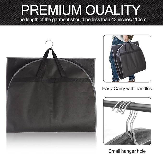 3 Pack 43" Garment Bag Suit Bag Garment Bags for Travel Duffle Bags for Hanging Clothes Storage Bag Carry on Garment Bag, Ideal for Wardrobes, Blazers, Dresses, Coats