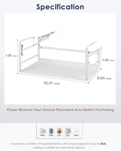 Nxconsu 2Pack Under Shelf Storage Basket Organizer Hanging Holder for Kitchen Cabinet Pantry Cupboard Desk Bookshelf Organization Space Saver Heavy Duty Slide-in Adjustable Mounting Clamp White Large