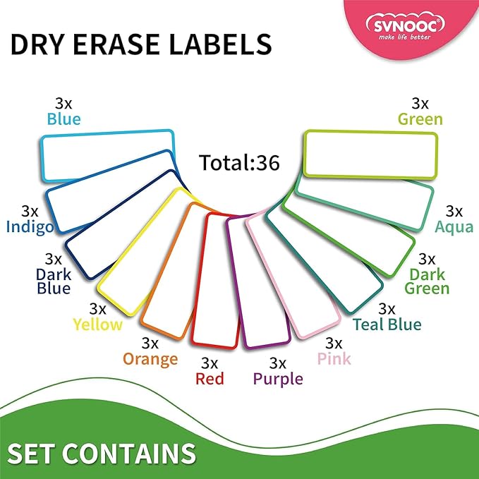 Reusable Dry Erase Labels Sticky Notes for Storage Bins Organizing Jar Pantry, Waterproof Removable Label Stickers for Kitchen Office School All Purpose Use (1.25 * 3.5 inches Mullticolor)