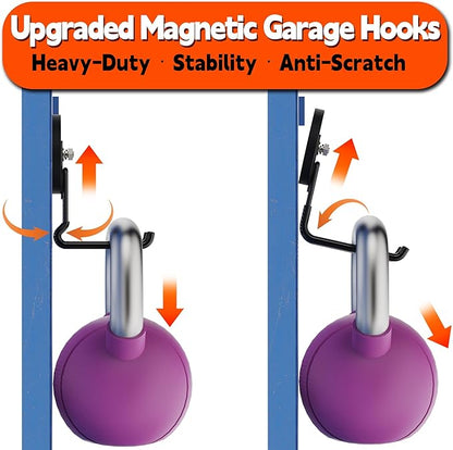 ULIBERMAGNET New Updated Gaint Magnetic Hooks,2 Pack Heavy Duty Large Magnetic Hooks for Extension Cord, Cable, Hose, Power Cord,Rope,Drill,Jig Saw,Circular Saw,Garden Lawn Tools (Black/3.46inch)