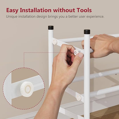 Tajsoon Expandable Shoe Rack for Closet 2 Tier, 28“-41“ Adjustable & Stackable Shoe Shelf Storage, Metal Shoe Rack Organizer for Front Door Entrance, Closet, Garage, Entryway, White