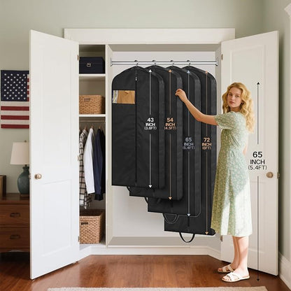 MISSLO 72" Wedding Dress Garment Bag Waterproof Garment Bags for Travel for Women Dress Bags for Gowns Long for Closet Storage, Black
