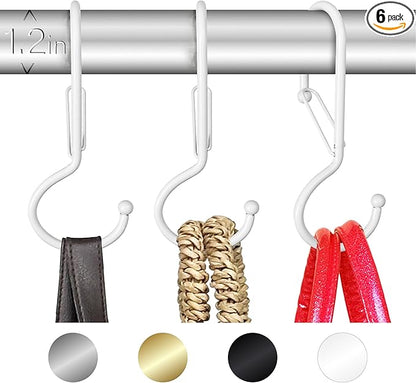 Blau Marité 6 Purse Hanger for Closet. Tote Hanger. S-Shaped Hooks S Hooks Twist Design. Anti Drop S-Shaped Hook for Hanging Handbags with Safety Buckle to Prevent Falls. Heavy Duty. (White, Twisted)