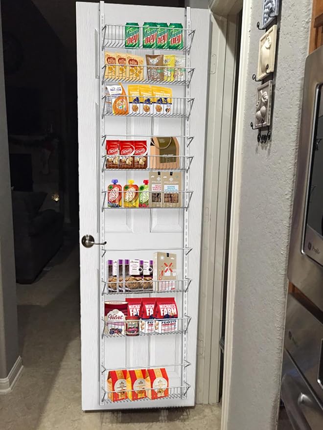 Over the Door Pantry Organizer - 9-Tier Organizer for Bathroom, Closet, or Kitchen Storage - Pantry Organizers and Storage by Home-Complete (White)