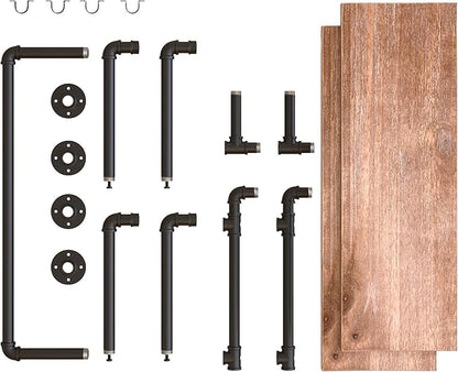 30in Industrial Pipe Clothing Rack,2-Tier Wall Mounted Clothes Rack, Pipe Clothing Rack with Shelf, Wall Hangers for Clothes, for Bedroom, Laundry, Living Room, Retail Store