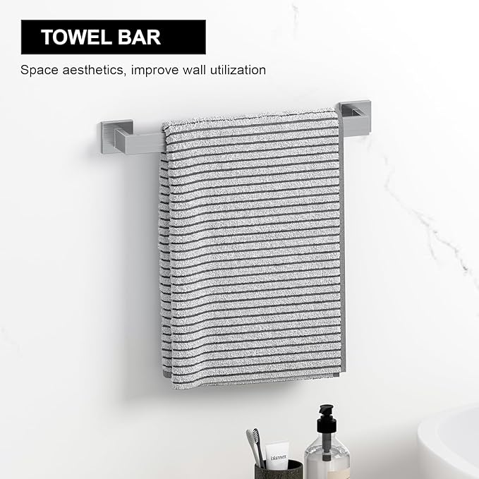 Bathroom Hardware Set Brushed Nickel 10-Pieces Bathroom Towel Rack SUS304 Stainless Steel Bath Towel Bar Set, Towel Racks Wall Mounted.