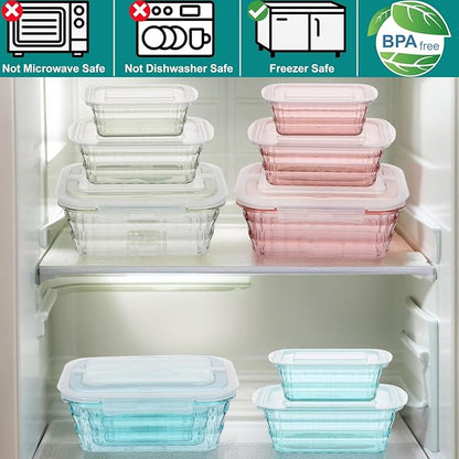 Taiuloo Set of 3 Food Storage Containers with Lids & Handle, BPA Free Plastic Meal Prep & Salad Bowl Containers To Go for Lunch, Salad Serving Bowls for Snack, Fruit, Veggie, Blue