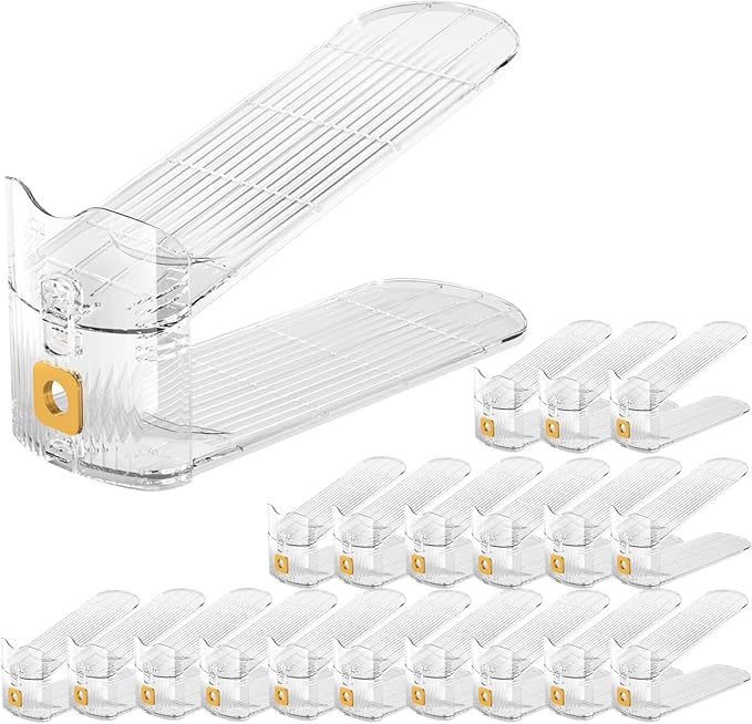 Clear Shoe Slot Organizers 20PACK Shoe Stacker Organizer for Closet Adjustable Shoes Rack Holders Zapateras Organizers