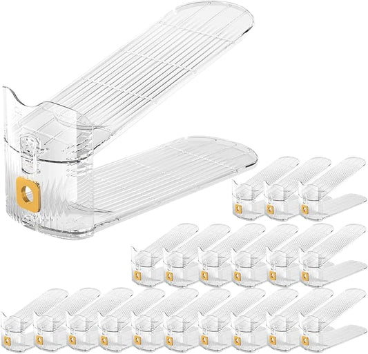 Clear Shoe Slot Organizers 20PACK Shoe Stacker Organizer for Closet Adjustable Shoes Rack Holders Zapateras Organizers