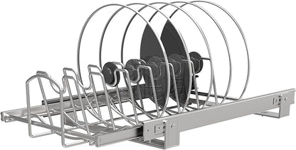 STORKING Slide Out Pan and Pot Lid Organizer For Under Cabinet, Wire Dividers Kitchen Pull Out Pot Lid Rack Organization And Storage, Full-Extension Rail, 12" W X 20" D
