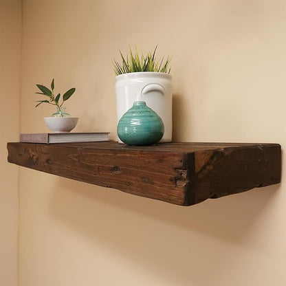 Urbandi Rustic Distressed Floating Shelves, Set of 2, Handmade Out of Pine Wood, 3 Inch Thick, Made in USA (Provincial, 48Lx3Hx6D)