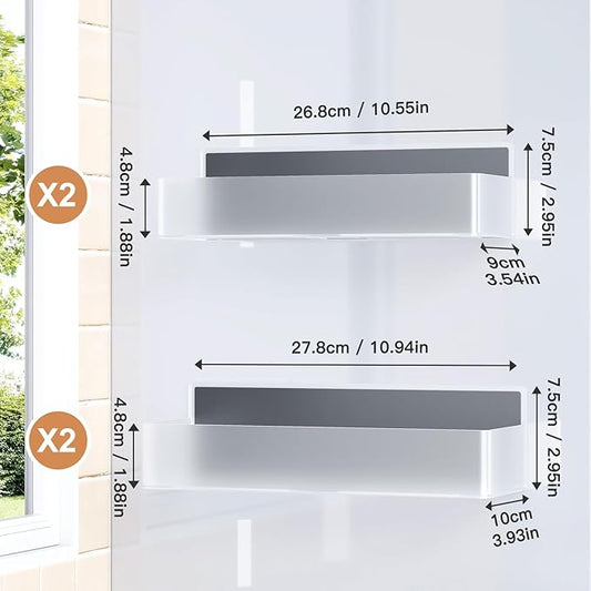 Magnetic Spice Rack for Refrigerator, Kitchen Organizer and Storage Shelf, Clear(4 Pack)