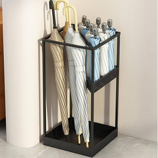 Large Capacity Metal Umbrella Holder at The Entrance Commercial Square Umbrellas Stand Rack Modern Indoor Entryway Umbrella Stand Racks Commercial Umbrellas Barrel(Black)