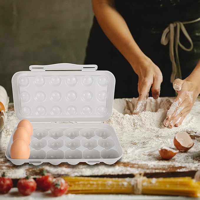 UPKOCH Stackable Egg Holder for Refrigerator - 18-Count Grey PP Storage Container with Lid, Anti-Collision Organizer for Fridge & Pantry (30cm/11.8in)