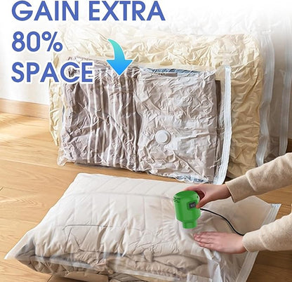 MORECOO Electric Air Pump for Vacuum Storage Bags - Smaller, More Portable, 5000PA Suction Power, 55W Energy Saving, Convenient & Fast Vacuum Bag Pump - Ideal for Travel(Green)