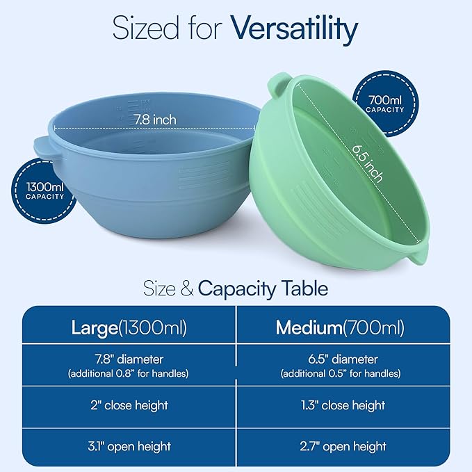 SAMATIZE Pizza Dough Proofing Containers with Lids – 4-Pack Silicone Stackable Boxes for Pizza Dough Balls – Airtight, BPA-Free Rising Buckets – Microwave & Freezer Safe Storage Set