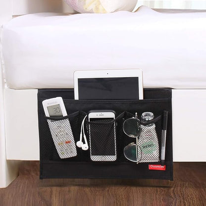 DuomiW Bedside Storage Organizer, Bedside Caddy, Table Cabinet Storage Organizer, TV Remote Control, Phones, Magazines, Tablets, Accessories (Black)