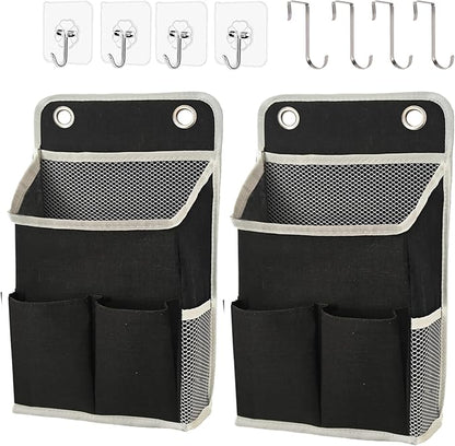 Hanging Basket for Organizing, Wall Organizer with Pockets and Over The Door Organizer，Can for Home, Closet, Office and Camper (Black2)