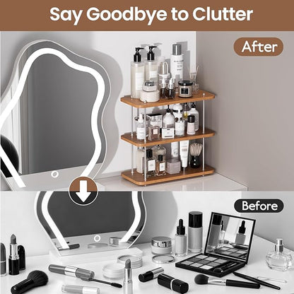 UJQSUN Bathroom Counter Organizer,Bathroom Shelf Organizers & Sink Organizer,Vanity Organizers,Storage Skincare,Makeup,Perfume,Spices,Coffee Station,for Corner,Dresser,Kitchen,Adjustable Height(3Tier)