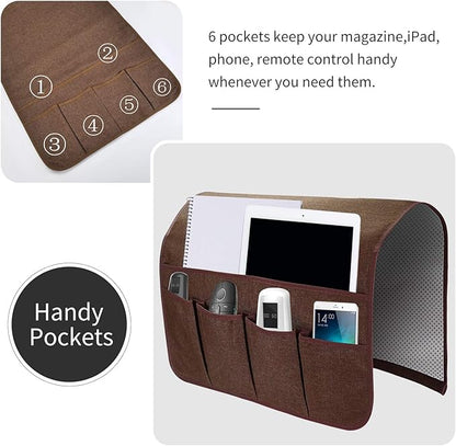 SYSOV Sofa Armrest Organizer, Remote Control Holder for Recliner Couch, Arm Chair Caddy with 6 Pockets for Magazine, Tablet, Phone, iPad
