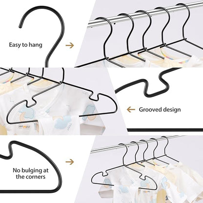 20-Pack Black Aluminum Hanger, 12.6-inch Kids Baby Hangers, Sturdy Metal Kids Hangers for Wardrobe, Space-Saving Toddler Hanger