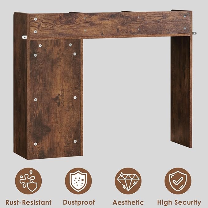 Desktop Bookshelf, Wooden Desk Storage Hutch with 5 Shelves, 3-Tier Desktop Display Organizer Rack for Office Home (Brown, 5 Shelves A)