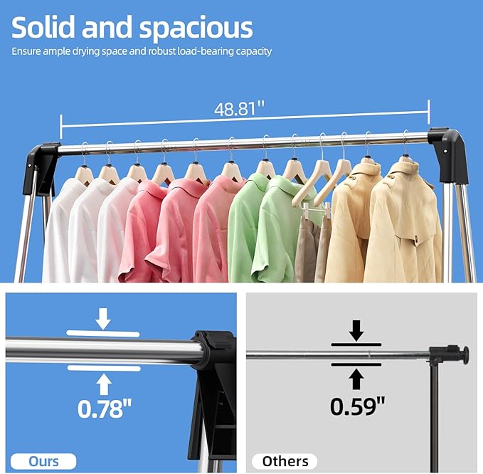 APEXCHASER Clothes Drying Rack - Laundry Rack for Efficient Air Drying, Collapsible Clothing Rack, Foldable Clothes Drying Rack, Heavy Duty Stainless Steel Clothes Rack