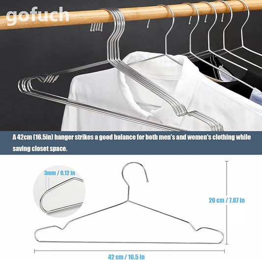 Clothes Hangers 20 Pack - Heavy Duty Stainless Steel Metal Hangers, Ultra Thin Space Saving Wire Coat Hangers with Non-Slip Shoulders (16.5 Inch)