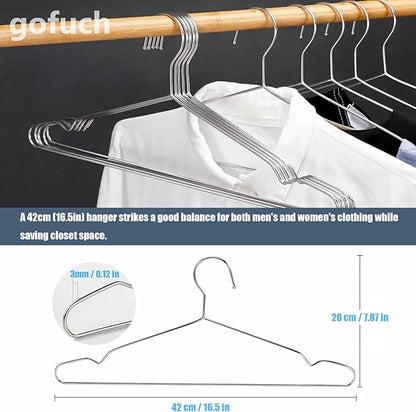 Clothes Hangers 30 Pack - Heavy Duty Stainless Steel Metal Hangers, Ultra Thin Space Saving Wire Coat Hangers with Non-Slip Shoulders (16.5 Inch)