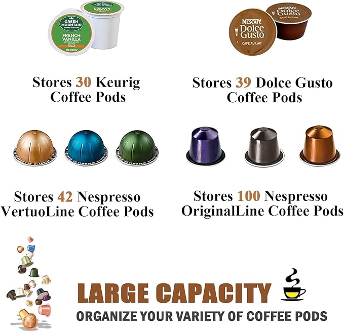 Charmount Coffee Pod Holder, Large Capacity K Cup Holder and Espresso Pod Holder, Coffee Pod Organizer for Keurig K-Cup Storage and Espresso Capsule Holder, Coffee Bar Accessory, Fruit Basket (Brown)