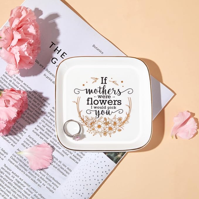 PUDDING CABIN Mothers Day Gifts for Mom Jewelry Dish If Mothers Were Flowers I Would Pick You Present for Step Mom Stepmom New Bonus Stepmother Birthday Wedding Christmas