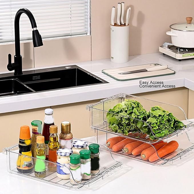 2 Pack Can Drink Dispenser Organizer for Refrigerator, Clear Soda Can Dispenser Drink Holder Expand Organizer for Fridge Pantry Kitchen
