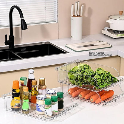 2 Pack Can Drink Dispenser Organizer for Refrigerator, Clear Soda Can Dispenser Drink Holder Expand Organizer for Fridge Pantry Kitchen