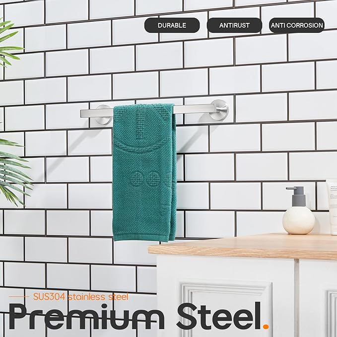 16 Inch Bathroom Towel Bar Bath Towel Rack Kitchen Towel Holder Towel Hanger Wall Mounted SUS304 Stainless Steel Brushed Nickel AN4001BR-L16