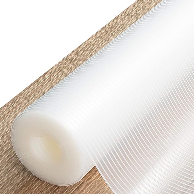 Shelf Liner Drawer Liner, 12IN x 20FT Non Slip Non Adhesive Cabinet Liner for Kitchen, Refrigerator, Drawer - Clear Ribbed