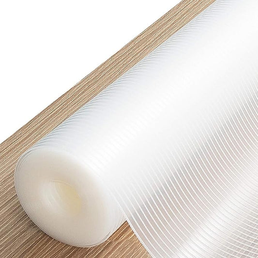 Shelf Liner Drawer Liner, 12IN x 20FT Non Slip Non Adhesive Cabinet Liner for Kitchen, Refrigerator, Drawer - Clear Ribbed