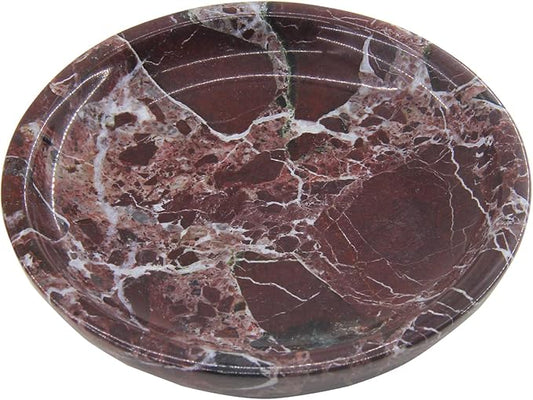 Small Natural Marble Jewelry Tray Key Plate Holder Dish Trinket Decor Catch All Bowl for Ring Earring Stone Gift for Women Daugther,Rosso Levanto
