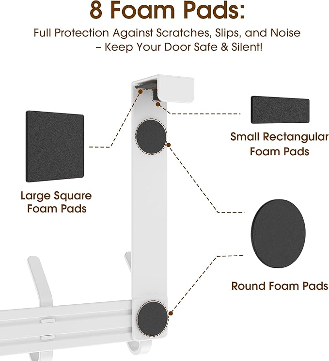 KitchLife Over The Door Hooks Hanger with 7 inches Extended Arms, Fit for 1-3/8" Doors, J18U, Bathroom Towel Rack Organization, Thickened 1 Pack Double-Hook, Glossy White