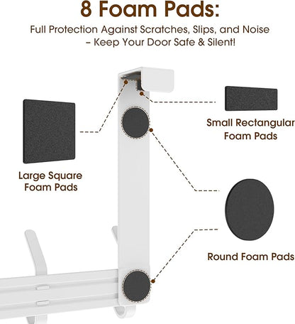 KitchLife Over The Door Hooks Hanger with 7 inches Extended Arms, Fit for 1-3/8" Doors, J18U, Bathroom Towel Rack Organization, Thickened 1 Pack Double-Hook, Glossy White