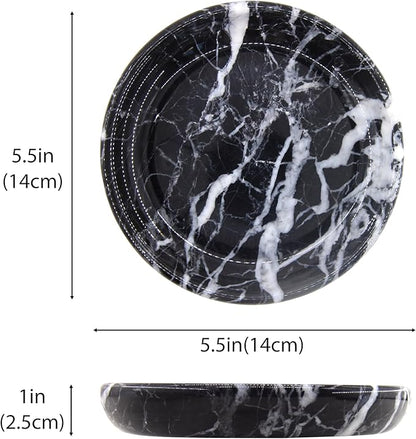Plukers Small Natural Marble Jewelry Tray Key Plate Holder Dish Trinket Decor Catch All Bowl for Ring Earring Stone Gift for Women Daugther,Black