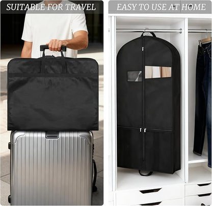 Travel Garment Bag with Accessories Zipper Pocket and Visible Transparent Window, 43" Heavy Duty Suit Bag for Suits, Tuxedos, Dresses, Coats