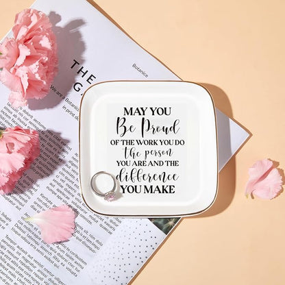 PUDDING CABIN Thank You Gift, Appreciation Employee Teacher Nurse Coworker Colleague Retirement Gift for Woman Jewelry Dish – May You Be Proud of the work You do – Gift for Team