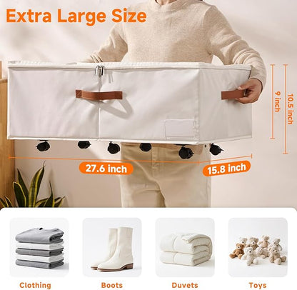 KitHero 60L Large Under Bed Storage with Wheels Pack of 2, Underbed Shoe Container Bin with Clear Lid Cover, 10.5 Inches Rolling Under Bed Drawer Storage Bag Basket for Boots Quilt Sweater - White