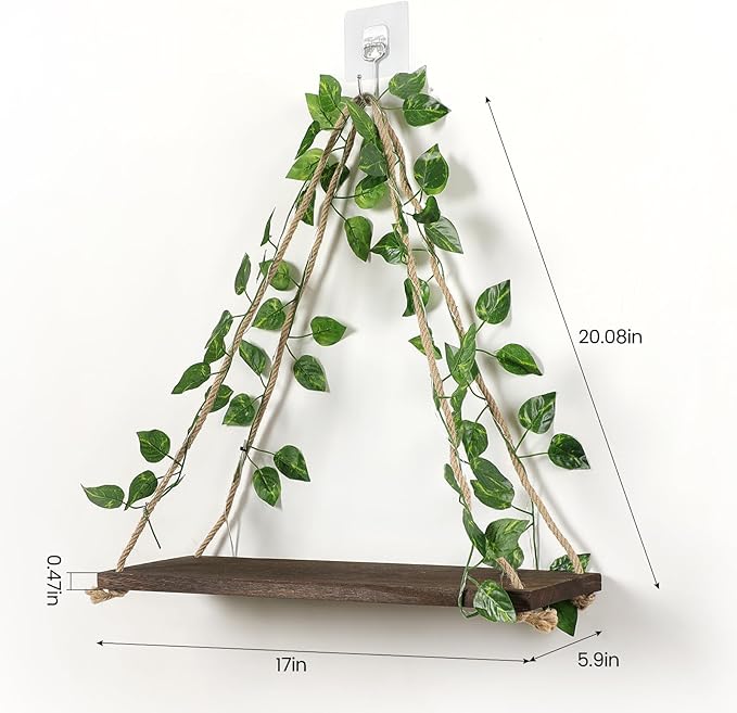 Shelf for Wall,Floating Shelves,Floating Shelves for Wall No Drilling,Adhesive Shelves,Command Strip Shelf,Room Decor Aesthetic,Plant Shelf Wall,Whimsical Decor,2-Piece Set(Green Leaf)