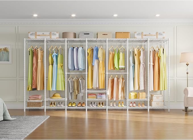 VIPEK U70 Extra Large Garment Rack Heavy Duty Clothes Rack, Freestanding Portable Closet for Bedroom Storage Wardrobe Organizer Wire Closet for Hanging Clothes, Load 1670lbs, White