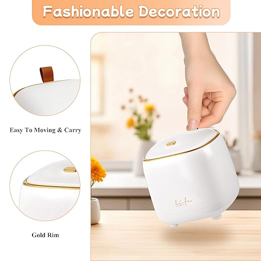 Countertop Trash Can, Garbage Can with Press Type Lid, 2.2 L/0.6 Gal Mini Trash Tin with 60 PCS Garbage Bags for Vanity Office Kitchen Bedroom Bathroom, 5.5" (White)